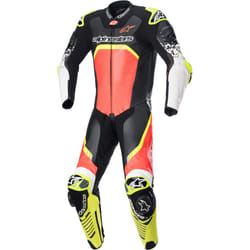 Alpinestars GP Tech 4 Combinaison en cuir de moto une pièce, noir-rouge-jaune, taille 48 pour Hommes
