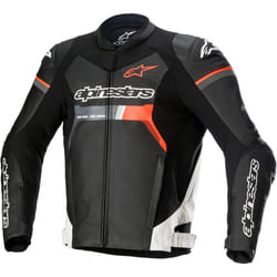 Alpinestars GP Force Veste en cuir de moto, noir-blanc-rouge, taille 50 pour Hommes
