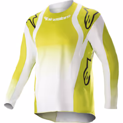 Alpinestars Racer Push Maillot de motocross pour les jeunes, blanc-jaune, taille M