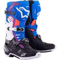 Alpinestars Tech 10 Supervented Bottes Motocross, noir-blanc-bleu, taille 48 pour Hommes