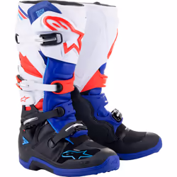 Alpinestars Tech 7 Bottes de motocross, noir-blanc-bleu, taille 48 pour Hommes