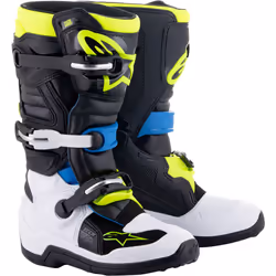 Alpinestars Tech 7S Bottes de motocross pour les jeunes, noir-bleu-jaune, taille 37