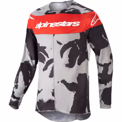 Alpinestars Racer Tactical 2023 Maillot de motocross, gris-rouge, taille M pour Hommes