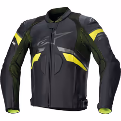 Alpinestars GP Plus R V3 Rideknit Veste en cuir de moto, noir-jaune, taille 52 pour Hommes