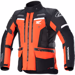 Alpinestars Honda Bogota Pro Drystar Veste textile de moto imperméable, noir-rouge, taille L pour Hommes