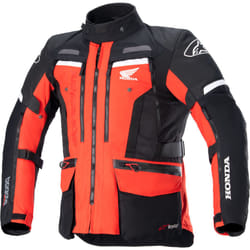 Alpinestars Honda Bogota Pro Drystar Veste textile de moto imperméable, noir-rouge, taille L pour Hommes