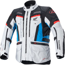 Alpinestars Honda Bogota Pro Drystar Veste textile de moto imperméable, gris-rouge-bleu, taille S pour Hommes