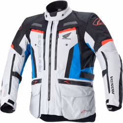 Alpinestars Honda Bogota Pro Drystar Veste textile de moto imperméable, gris-rouge-bleu, taille M pour Hommes