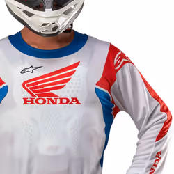 Alpinestars Honda Racer Iconic Maillot de motocross, blanc-rouge-bleu, taille XL pour Hommes