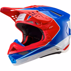 Alpinestars Supertech S-M10 Aeon 2024 Casque de motocross, blanc-rouge-bleu, taille S pour Hommes