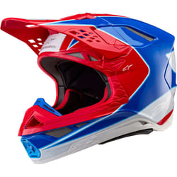 Alpinestars Supertech S-M10 Aeon 2024 Casque de motocross, blanc-rouge-bleu, taille S pour Hommes