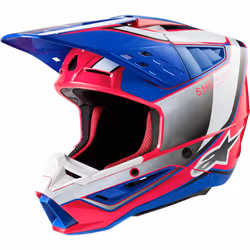 Alpinestars S-M5 Sail 2024 Casque de motocross, blanc-rose-bleu, taille 2XL pour Hommes