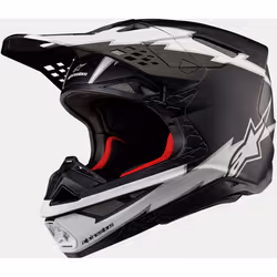 Alpinestars Supertech S-M10 Ampress 2024 Casque de motocross, noir-blanc, taille S pour Hommes