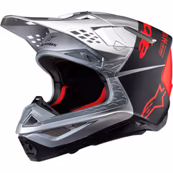 Alpinestars Supertech S-M10 Flood 2024 Casque de motocross, noir-rouge-argent, taille S pour Hommes