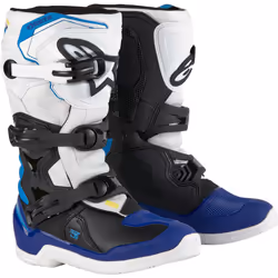 Alpinestars Tech 3S Bottes de motocross pour jeunes, noir-blanc-bleu, taille 35 36