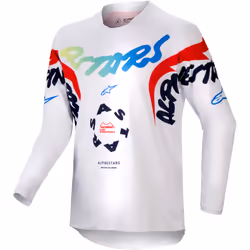 Alpinestars Racer Hana Maillot de motocross jeune, blanc-rouge-bleu, taille XL