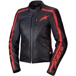 Alpinestars Stella Dyno Veste en cuir de moto pour dames, noir-rouge, taille XS pour Femmes