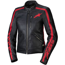 Alpinestars Stella Dyno Veste en cuir de moto pour dames, noir-rouge, taille XS pour Femmes