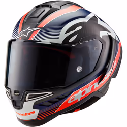 Alpinestars Supertech R10 Team Carbon Casque, noir-rouge-bleu, taille L pour Hommes