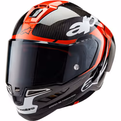 Alpinestars Supertech R10 Element Carbon Casque, noir-blanc-rouge, taille M pour Hommes