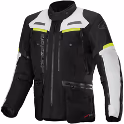 Alpinestars Bogota Pro Drystar® veste textile de moto imperméable, noir-gris-jaune, taille L pour Hommes
