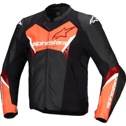 Alpinestars Faster V3 Blouson de moto en cuir, noir-rouge, taille 56 pour Hommes