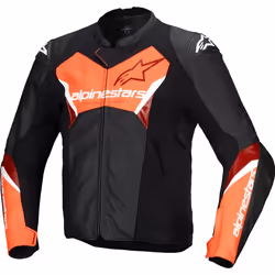 Alpinestars Faster V3 Blouson de moto en cuir, noir-rouge, taille 56 pour Hommes