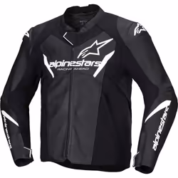 Alpinestars Faster V3 Blouson de moto en cuir, noir-blanc, taille 48 pour Hommes