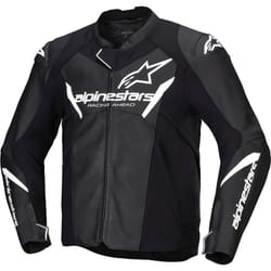 Alpinestars Faster V3 Blouson de moto en cuir, noir-blanc, taille 48 pour Hommes