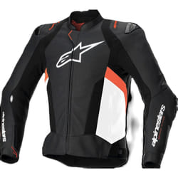 Alpinestars Missile V3 Airflow Blouson en cuir de moto perforé, noir-blanc-rouge, taille 56 pour Hommes