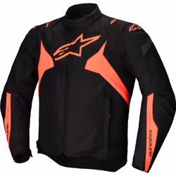 Alpinestars T-Jaws V4 Veste textile de moto imperméable, noir-rouge, taille L pour Hommes