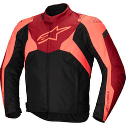 Alpinestars T-Jaws V4 Veste textile de moto imperméable, noir-rouge, taille L pour Hommes