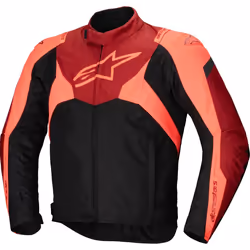 Alpinestars T-Jaws V4 Veste textile de moto imperméable, noir-rouge, taille L pour Hommes