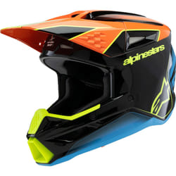 Alpinestars SM3 Fray Casque de motocross pour jeunes, noir-bleu-jaune, taille M