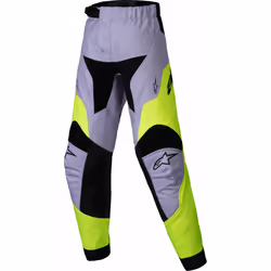 Alpinestars Racer Veil Pantalons de motocross pour enfants, gris-jaune, taille XS pour Des gamins