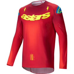 Alpinestars Supertech Maker Maillot de motocross, rouge-jaune, taille L pour Hommes