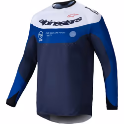 Alpinestars Pro-Dura Maillot de motocross, blanc-bleu, taille L pour Hommes