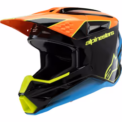 Alpinestars SM3 Fray Casque de motocross pour jeunes, noir-bleu-jaune, taille L
