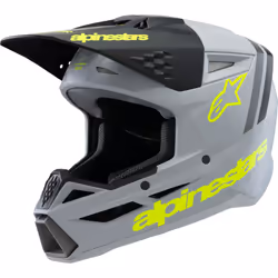 Alpinestars SM3 Radium Casque de motocross pour jeunes, gris-jaune, taille S