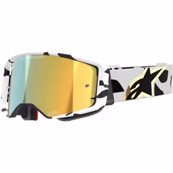 Alpinestars Supertech Corp Absolute Vision Gold Lunettes de motocross, blanc-or pour Hommes