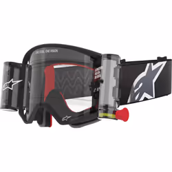 Alpinestars Supertech Corp Stripe Roll-Off Lunettes de motocross, noir-gris pour Hommes