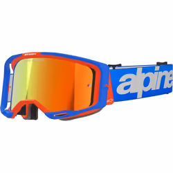 Alpinestars Vision 8 Wordmark Mirror Lunettes de motocross, blanc-bleu pour Hommes