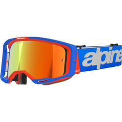 Alpinestars Vision 8 Wordmark Mirror Lunettes de motocross, blanc-bleu pour Hommes