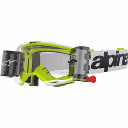Alpinestars Vision 8 Wordmark Roll-Off Lunettes de motocross, blanc-jaune pour Hommes