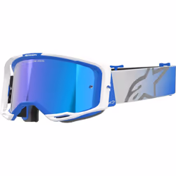 Alpinestars Vision 8 Corp Mirror Lunettes de motocross, blanc-bleu pour Hommes