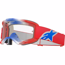 Alpinestars Vision 5 Corp Tricolor Lunettes de motocross, blanc-rouge-bleu pour Hommes