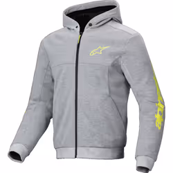 Alpinestars Chrome V2 Sport Sweat à capuche zippé de moto, gris-jaune, taille L pour Hommes