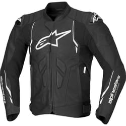Alpinestars Dusk Blouson de moto en cuir, noir-blanc, taille 48 pour Hommes