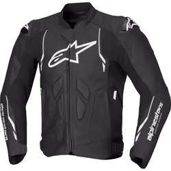 Alpinestars Dusk Blouson de moto en cuir, noir-blanc, taille 56 pour Hommes
