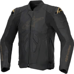 Alpinestars Dusk Blouson de moto en cuir, noir-or, taille 48 pour Hommes